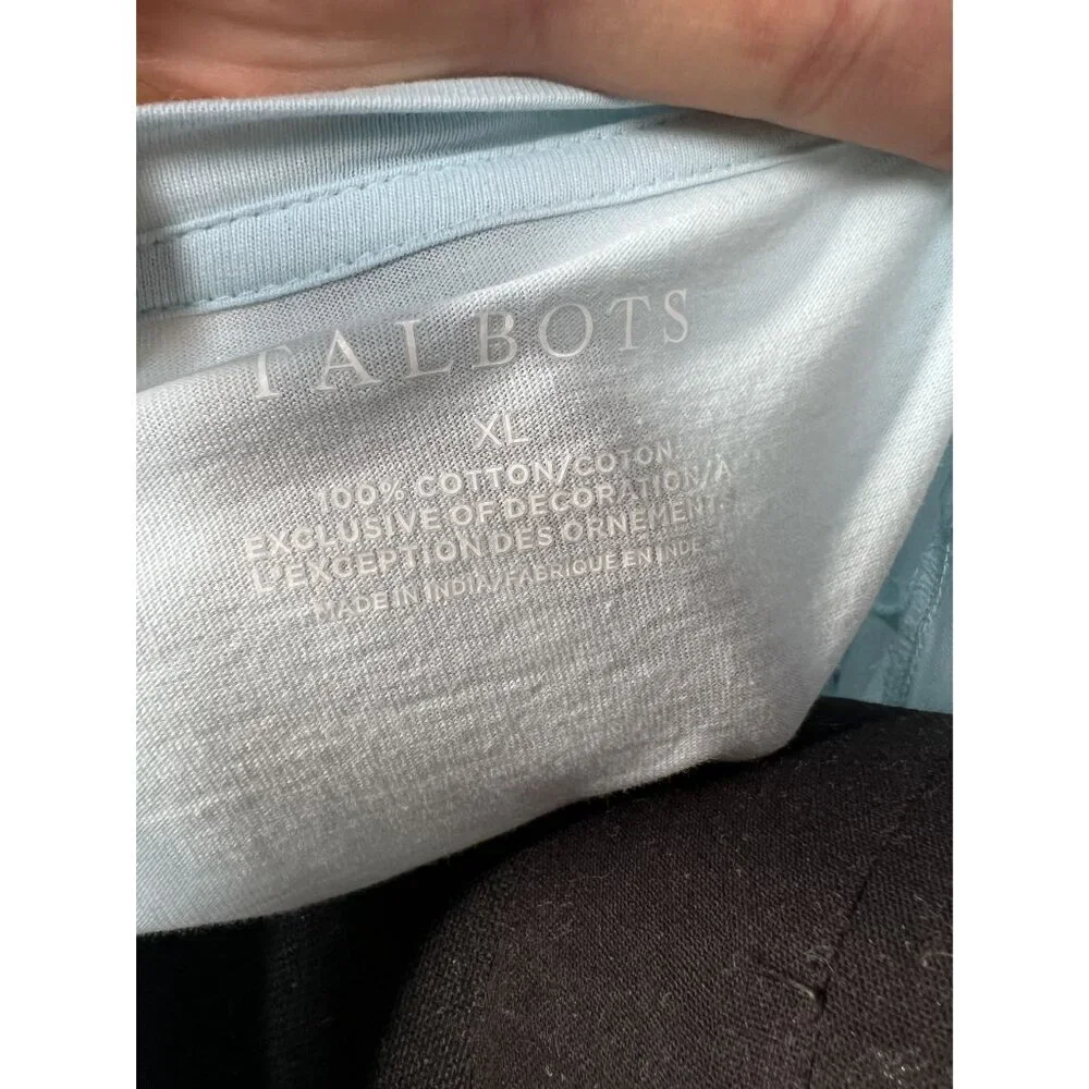 Talbots Embroidered Floral Light Blue Cotton Top Womens XL CASUAL CAREERWEAR - Picture 5 of 8